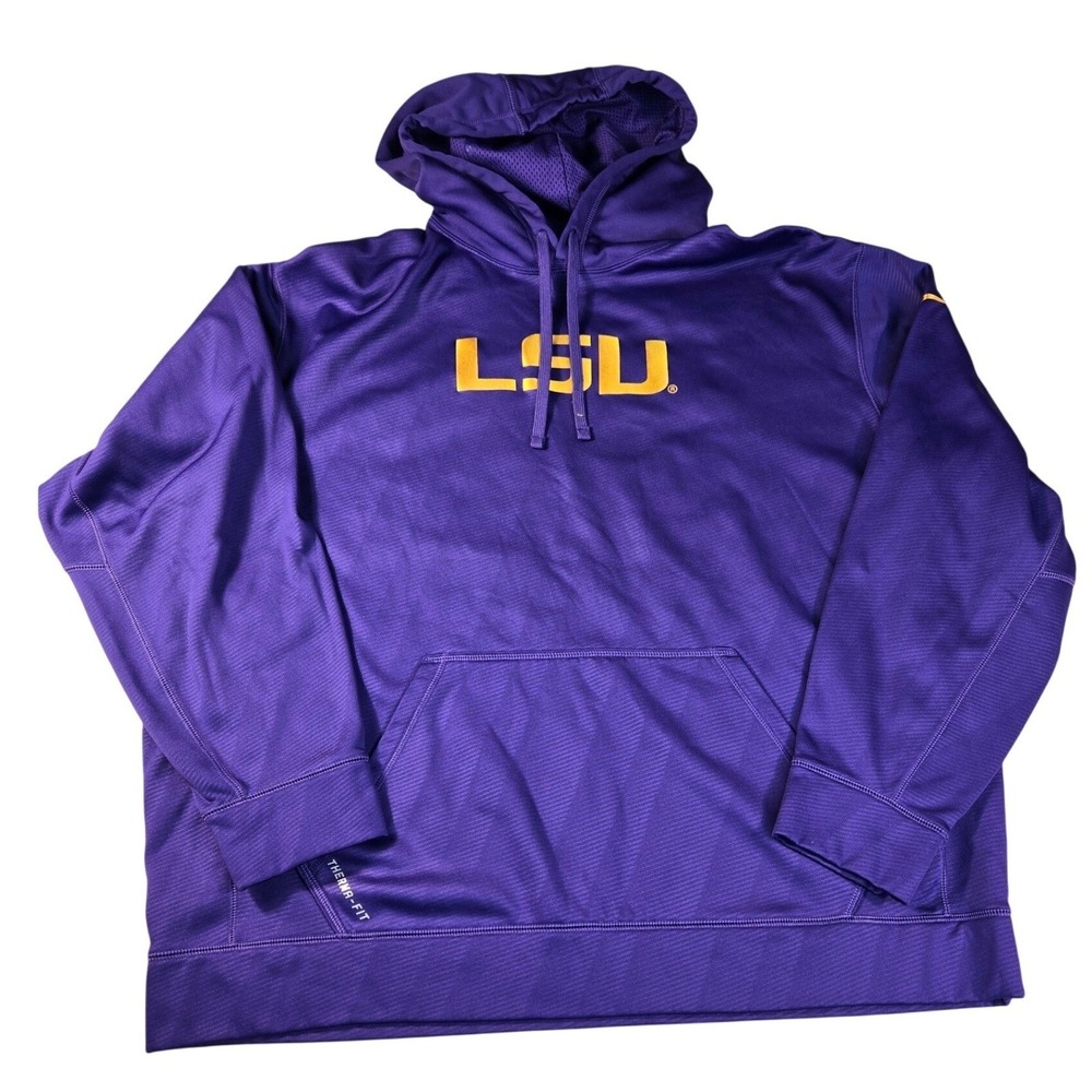 Nike Therma-FIT Hoodie Mens LSU Purple Pullover Training Sweatshirt Large